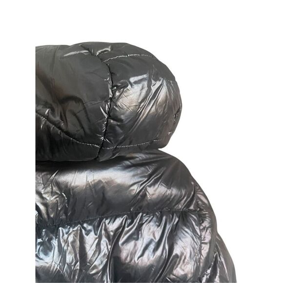 Sam Edelman Puffer Jacket Shiny With Detachable Hood Kids Black Size S 7/8 - Picture 7 of 14